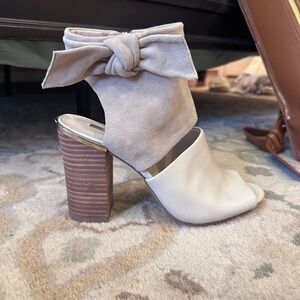 Elegant Cream Block Heel Sandals
